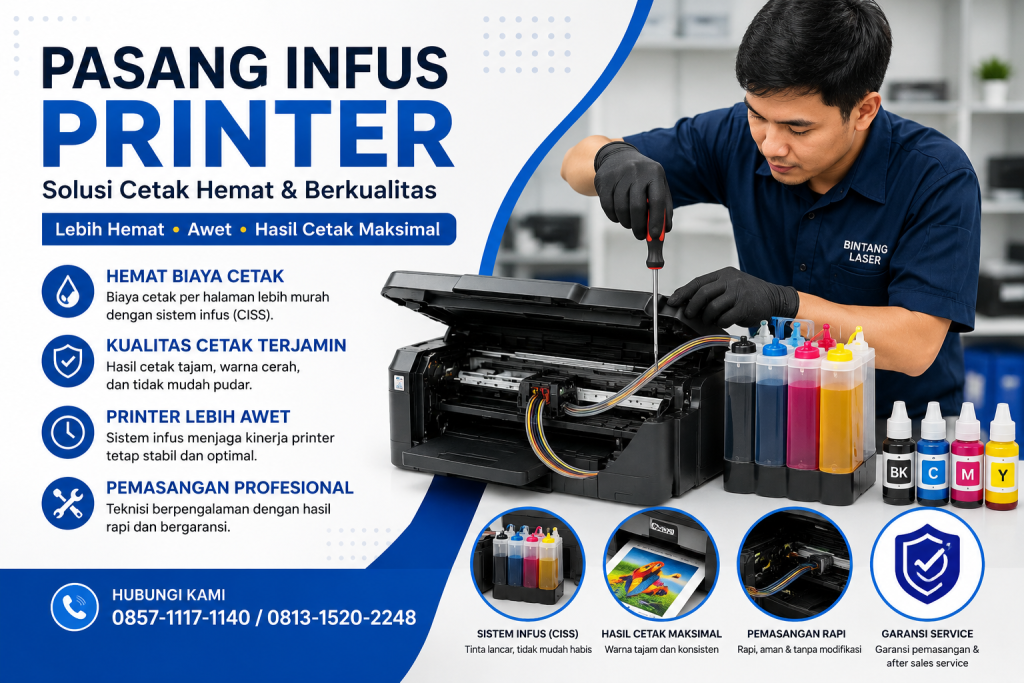 Jasa Pasang Infus Printer Canon dan Epson Modifikasi CISS Bintang Laser Jakarta