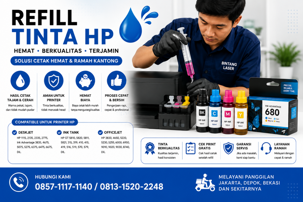 Refill Tinta HP DeskJet Murah Bergaransi Bintang Laser